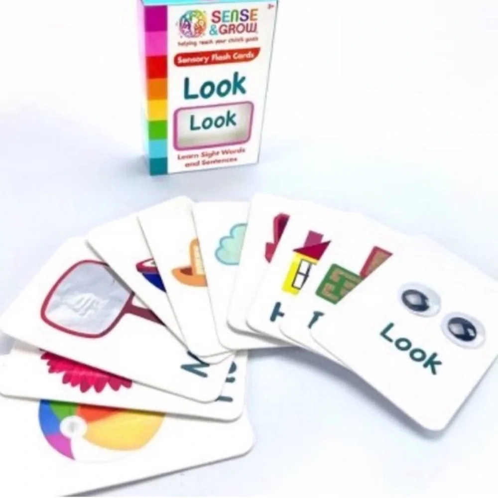 New! 2 Sets Cards 10 Sight Words & Sentences & 10 Shape & Feel Texture